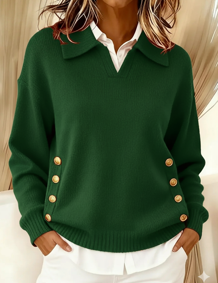 Vicenta | Jersey com Gola Polo e Botões