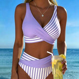 EVA™ | Bikini Cruzado Rayado Impresso