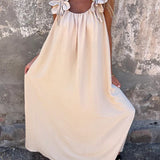 Vestido feminino de cor sólida com padrão floral