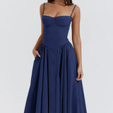 Sigrid | Vestido bustier sem mangas comprimento midi