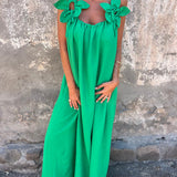 Vestido feminino de cor sólida com padrão floral
