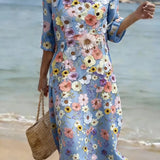 Vestido informal de mulher com estampado floral.