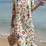 Vestido casual de mulher com estampado floral.