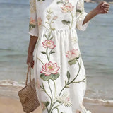 Vestido informal de mulher com estampado floral.
