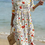 Vestido informal de mulher com estampado floral.