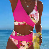 Jolina™ | Bikini de duas peças com estampado floral e contraste