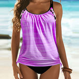Agosto - Tankini em cor sólida com estampado de panteras