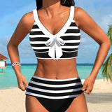 Martina™ | Bikini de riscas de cintura alta