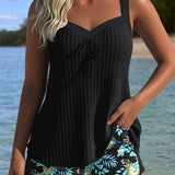Laluna® | Tankini riscado com calções de praia em dois peças