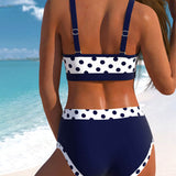 Liesbeth - Bikini de cintura alta com padrão de bolinhas e design patchwork