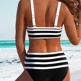 Laluna® | Bikini de cintura alta às riscas