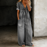 Maya | Macacão Denim de Perna Larga