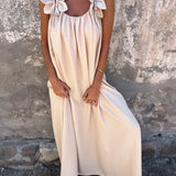 Vestido feminino de cor sólida com padrão floral