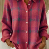 Ashley™ | Cardigan xadrez clássico com gola