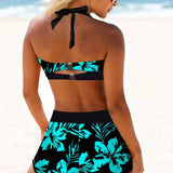 Sherrie - Fato de banho de cintura alta com estampado floral