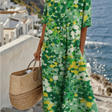Chérie | Vestido midi com flores, amplo e leve