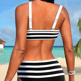 Martina™ | Bikini de riscas de cintura alta