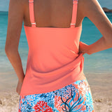 Barbara™ | Elegante tankini dividido com estampado oceânico