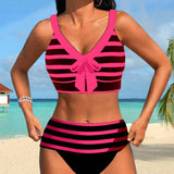Laluna® | Bikini de cintura alta às riscas