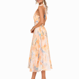 Aurora | Vestido com Halter e Padrão Aquarela