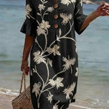Vestido informal de mulher com estampado floral.