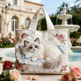 Kit para Gatinho do Jardim de Rosas | Bolsa de Ombro Feita à Mão