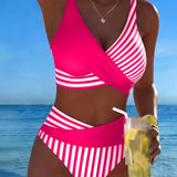 EVA™ | Bikini Cruzado Rayado Impresso
