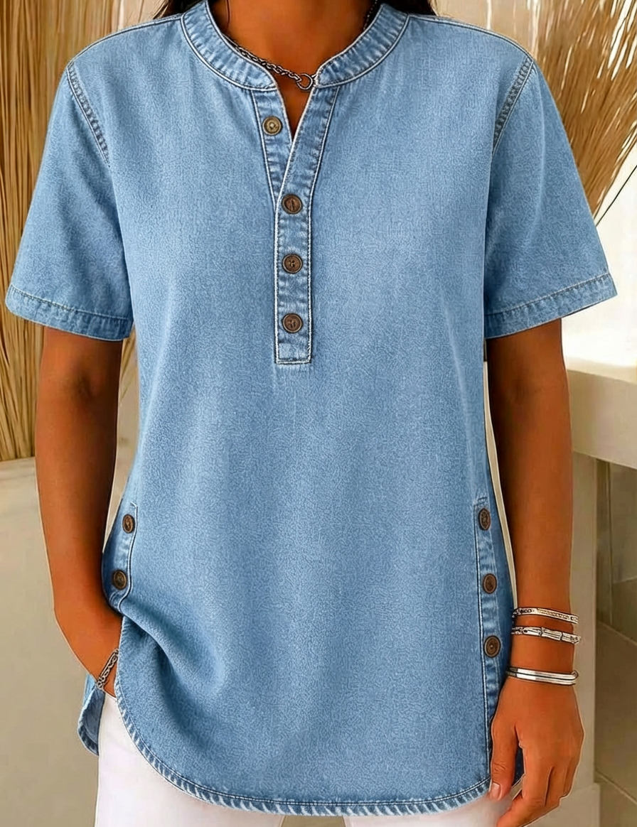 Apolline™ | Blusa em denim de algodão