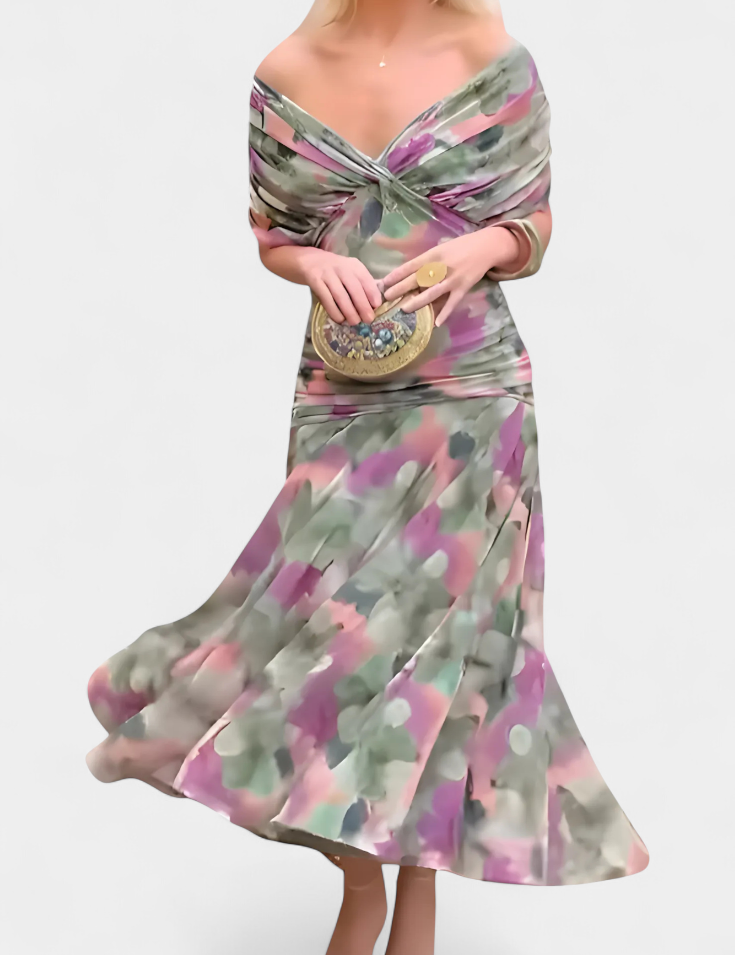 Alondra | Vestido Floral Longo com Decote em V
