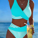 EVA™ | Bikini Cruzado Rayado Impresso