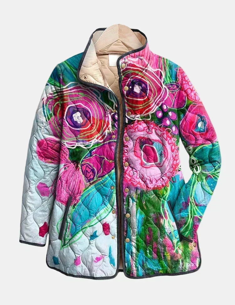Casaco Acolchoado Aquarela Floral Lucie