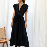 Selina | Vestido sem mangas com pregas e fecho éclair