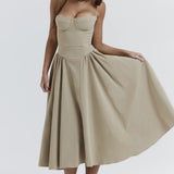 Sigrid | Vestido bustier sem mangas comprimento midi