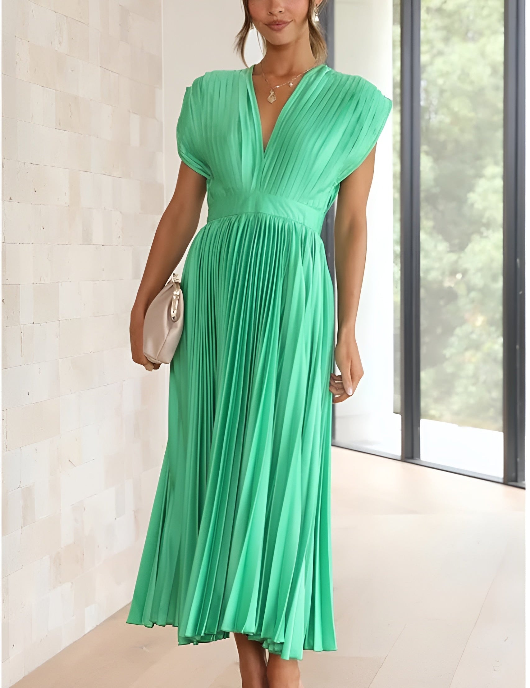 Selina | Vestido sem mangas com pregas e fecho éclair