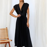 Selina | Vestido sem mangas com pregas e fecho éclair