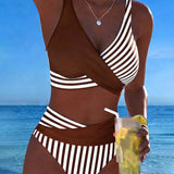 EVA™ | Bikini Cruzado Rayado Impresso