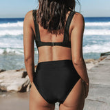 KIRA™ | Bikinis de cor sólida de cintura alta