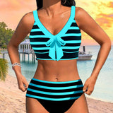 Laluna® | Bikini de cintura alta às riscas