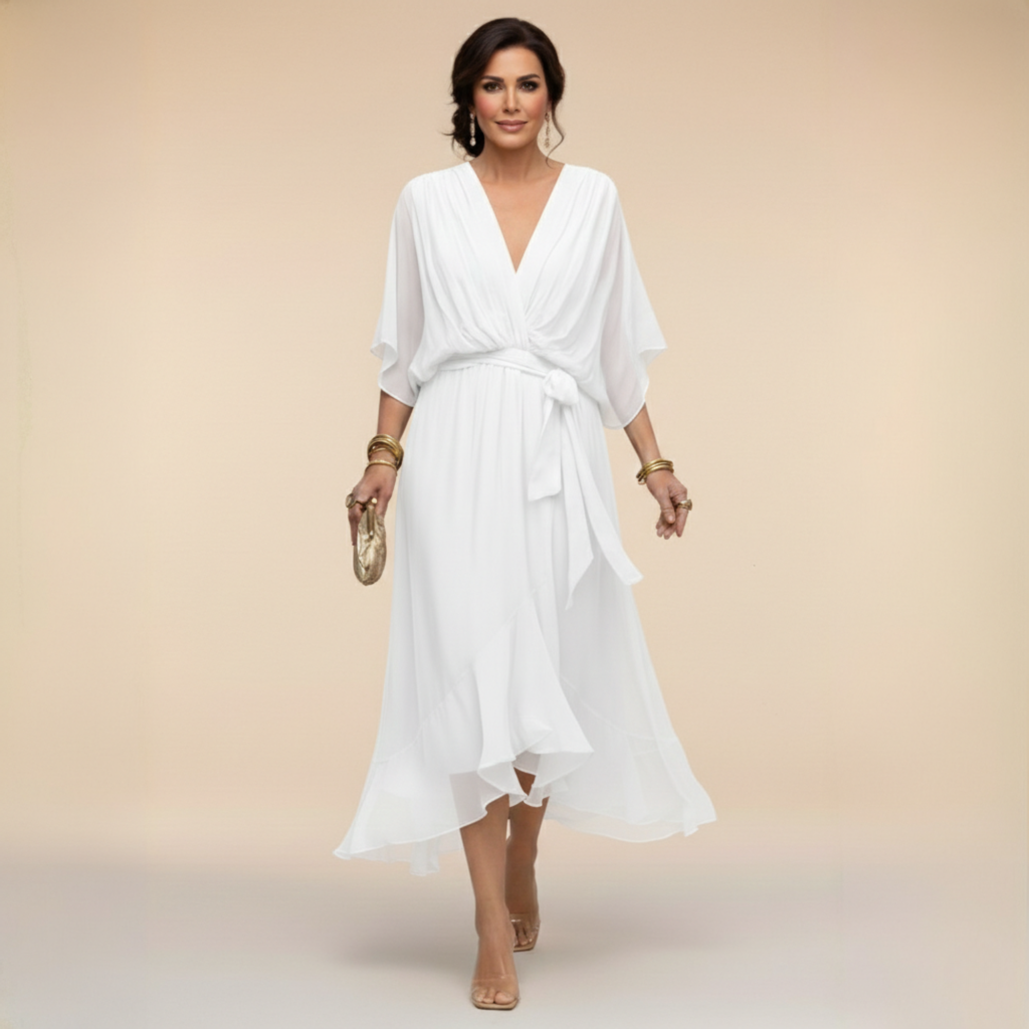 MARTA | VESTIDO DE CHIFFON COM DECOTE EM V