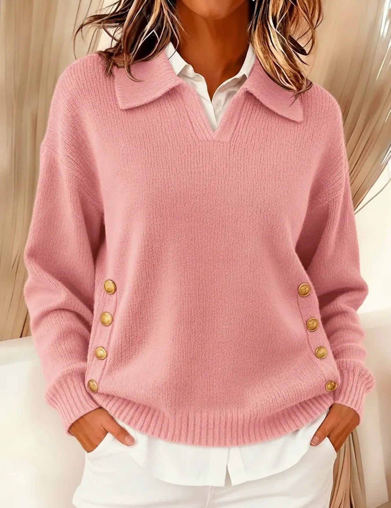 Vicenta | Jersey com Gola Polo e Botões