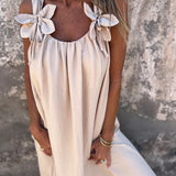 Vestido feminino de cor sólida com padrão floral