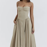 Sigrid | Vestido bustier sem mangas comprimento midi