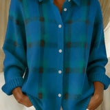 Kelsey™ | Cardigan xadrez em malha escovada
