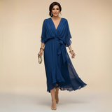 MARTA | VESTIDO DE CHIFFON COM DECOTE EM V