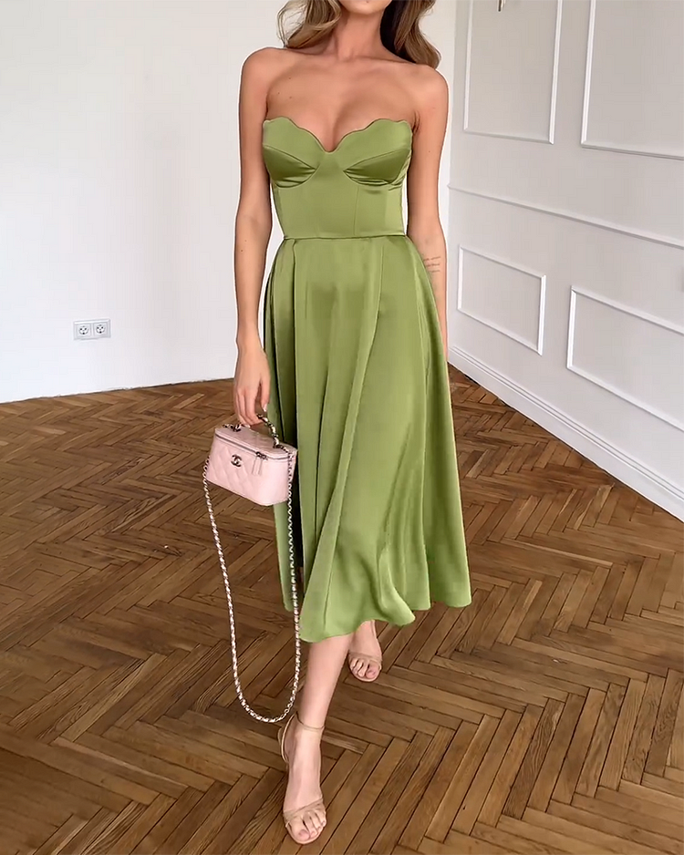 Liora | Vestido Midi Elegante Sem Alças