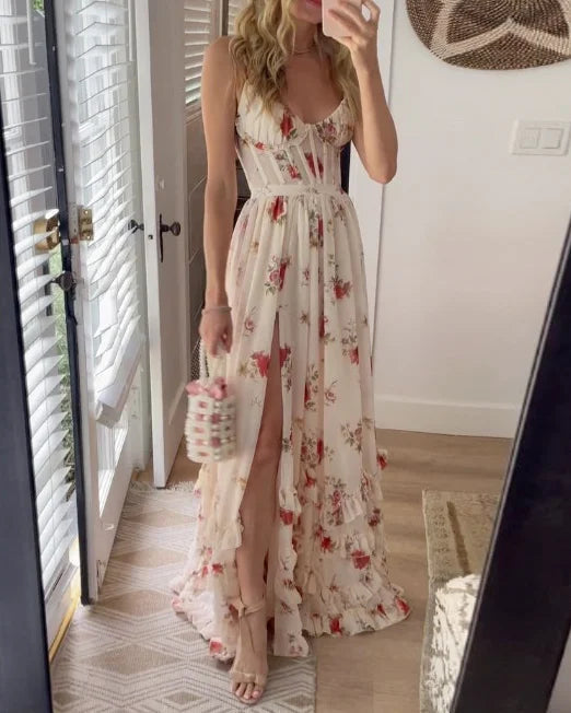 Paola | Vestido floral romântico com decote em V