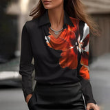 Inês - Blusa de Cetim Luxuosa com Decote Suave