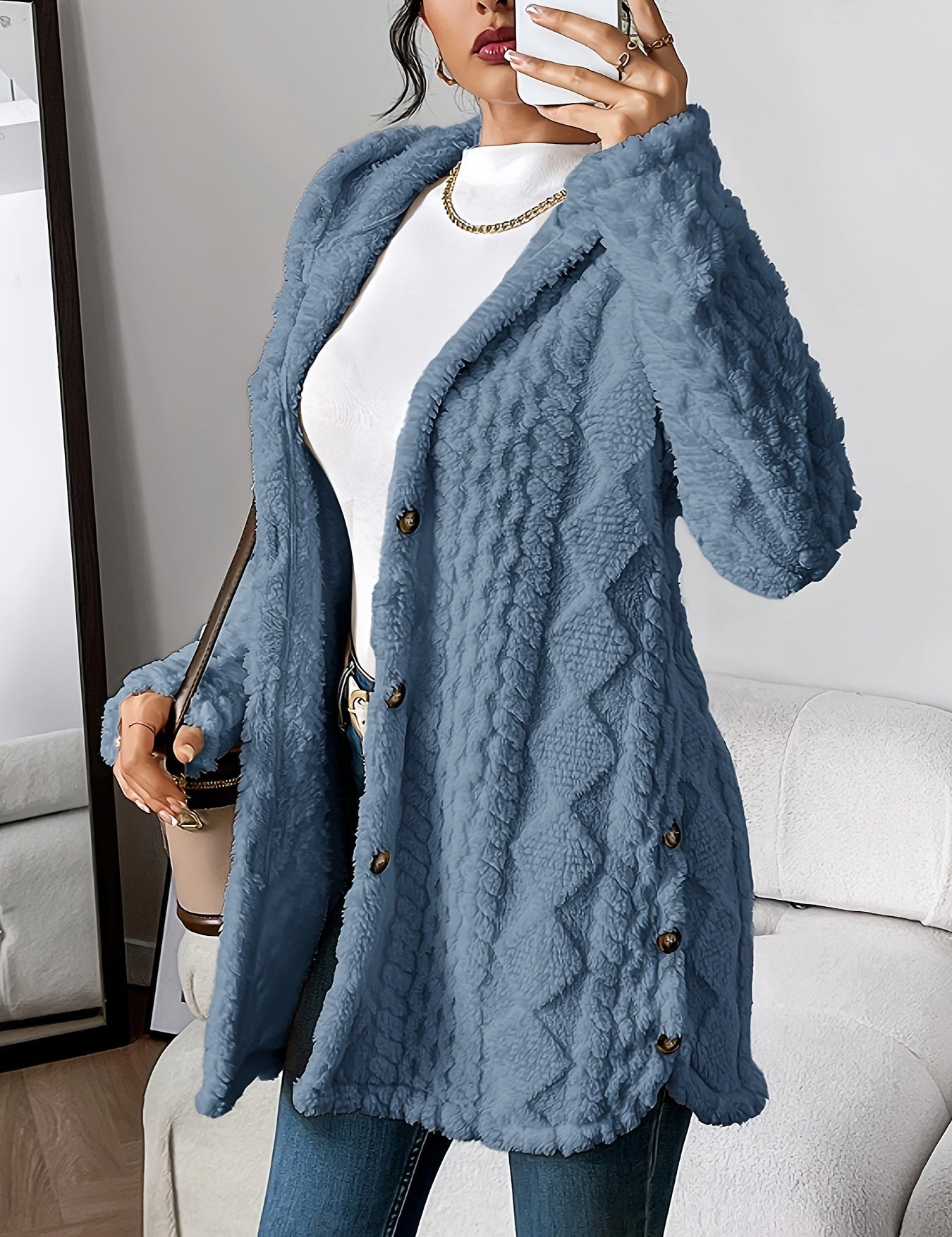 Sara - Casaco com capuz felpudo