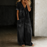 Maya | Macacão Denim de Perna Larga
