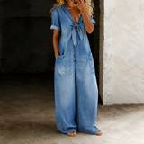 Maya | Macacão Denim de Perna Larga